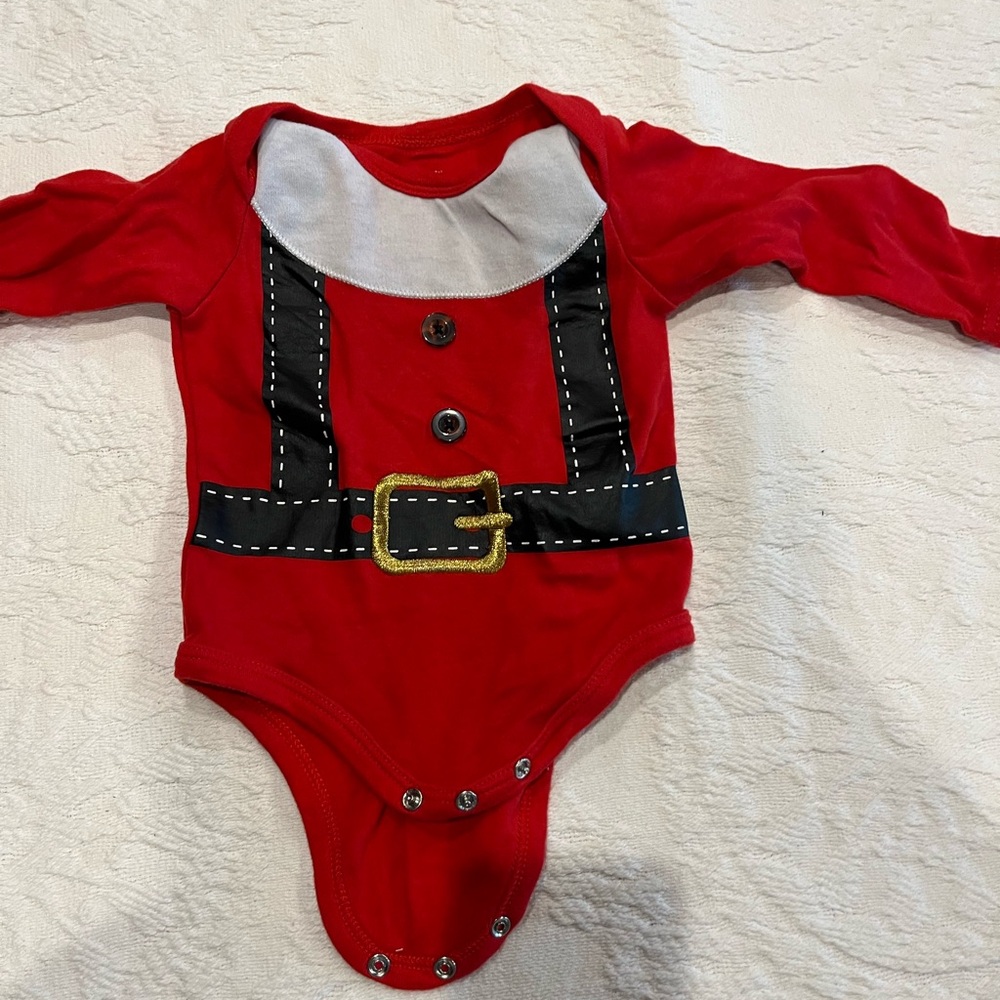 Festive Red and Black Santa Bodysuit One Piece